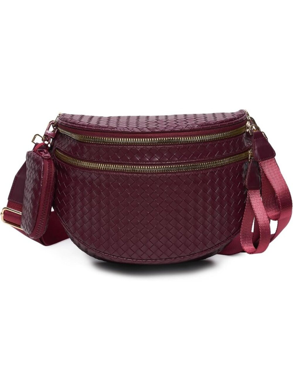 Stylish Woven Vegan Leather Crossbody Bum Bag & Fanny Pack with Coin Purse